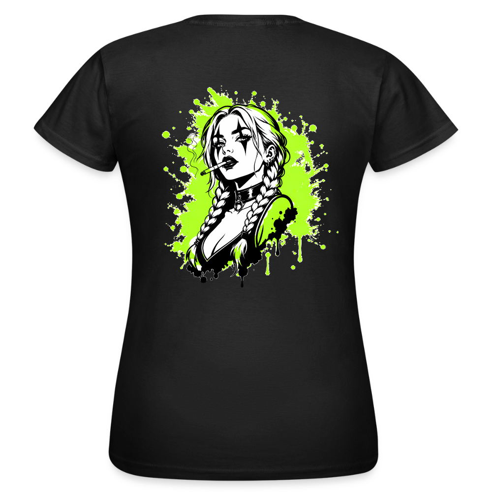 KERNSCHROTT Damen T-Shirt „SMOKE BRAID GIRL“ – Taillierter Fit - black