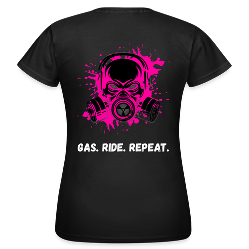 KERNSCHROTT Damen T-Shirt „GAS. RIDE. REPEAT.“ PINK – Taillierter Fit - black
