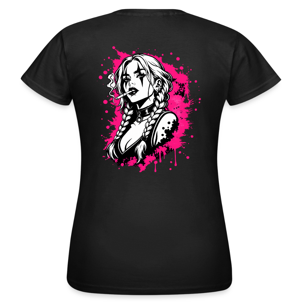 KERNSCHROTT Damen T-Shirt „SMOKE BRAID GIRL“ – Taillierter Fit - black
