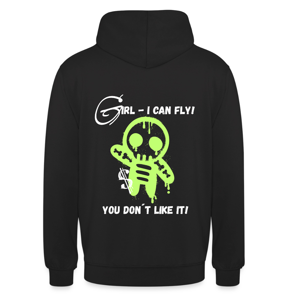 KERNSCHROTT Unisex Hoodie „GIRL - I CAN FLY“ – Schwarz - black