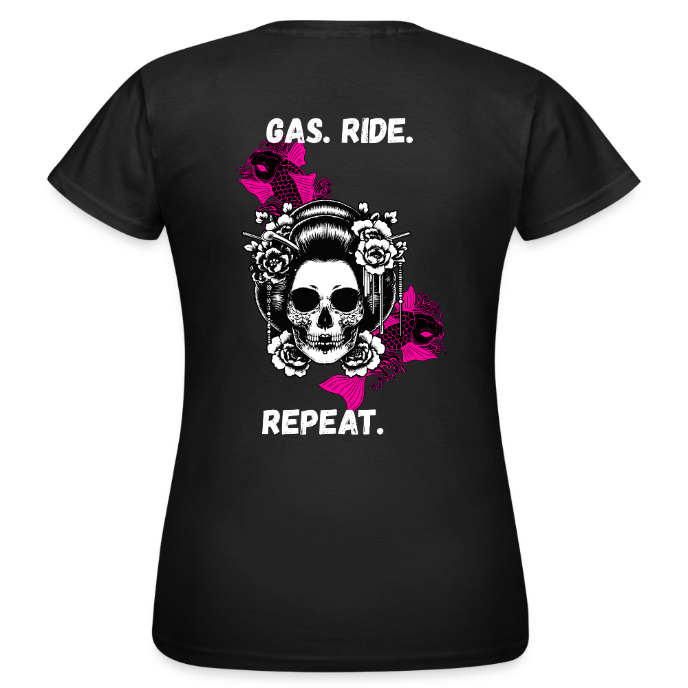 KERNSCHROTT Damen T-Shirt „GAS. RIDE. REPEAT“ PINK – Taillierter Fit - black
