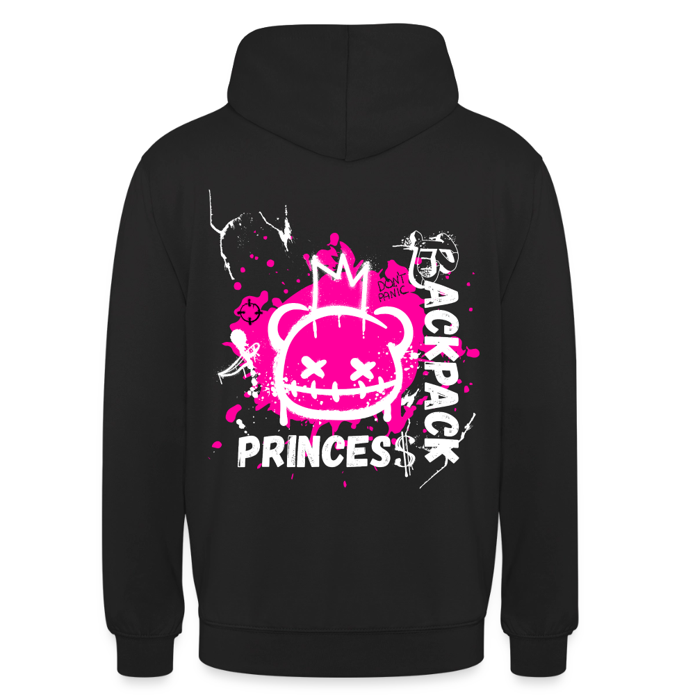 KERNSCHROTT Unisex Hoodie „BACKPACK PRINZESS“ Pink – Schwarz - black