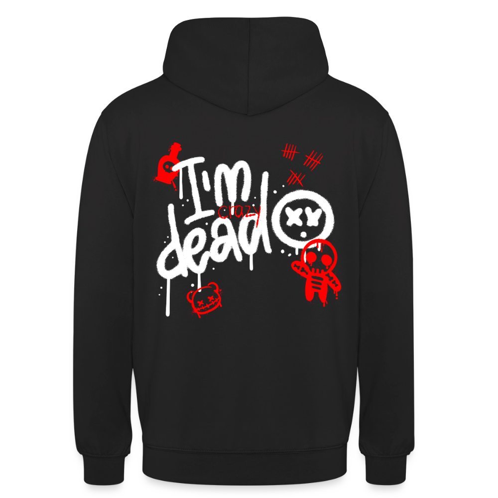 KERNSCHROTT Unisex Hoodie „I`M CRAZY DEAD“ Rot – Schwarz - black