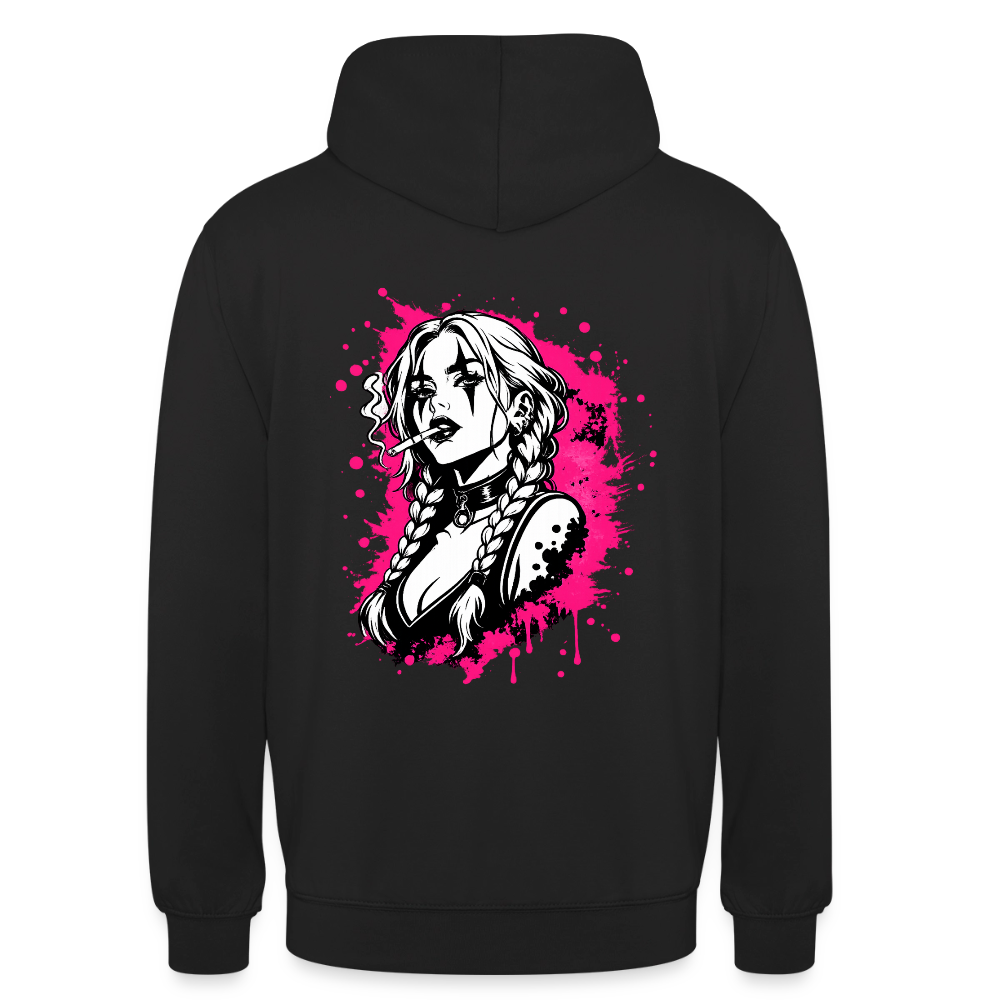 KERNSCHROTT Unisex Hoodie „SMOKE BRAID GIRL“ – Schwarz - black