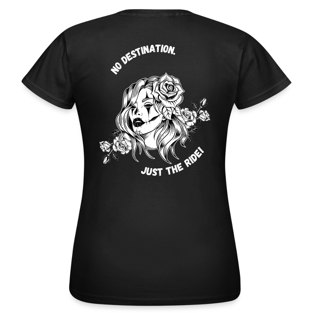 KERNSCHROTT Damen T-Shirt „NO DESTINATION“ – Taillierter Fit - black