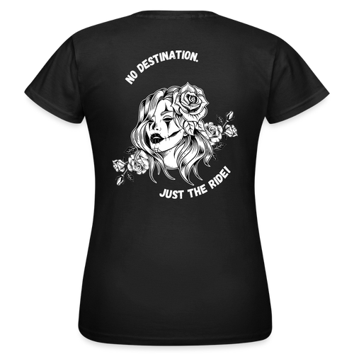 KERNSCHROTT Damen T-Shirt „NO DESTINATION“ – Taillierter Fit - black