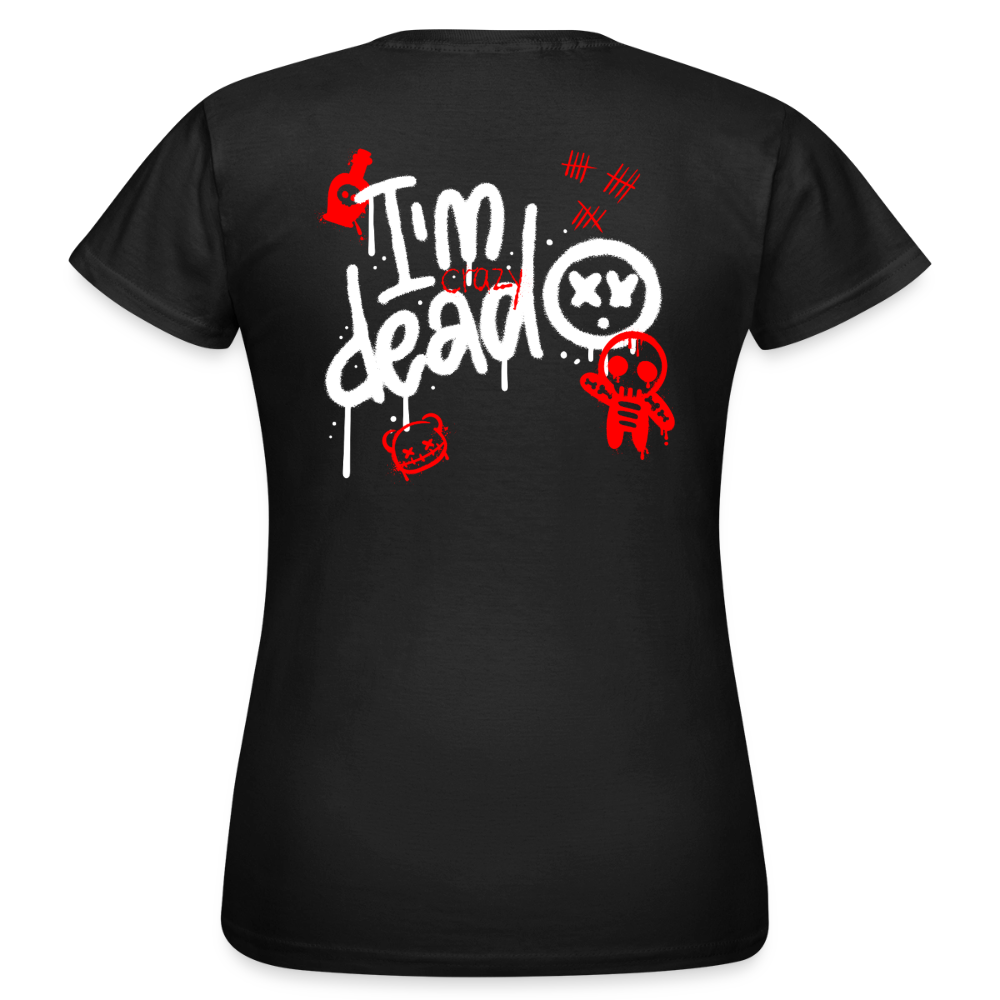 KERNSCHROTT Damen T-Shirt „I`M CRAZY DEAD“ ROT – Taillierter Fit - black