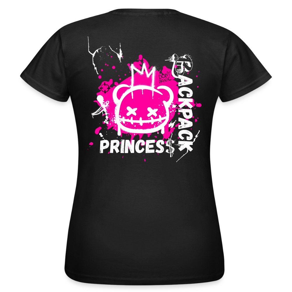 KERNSCHROTT Damen T-Shirt „BACKPACK PRINCESS“ – Taillierter Fit - black