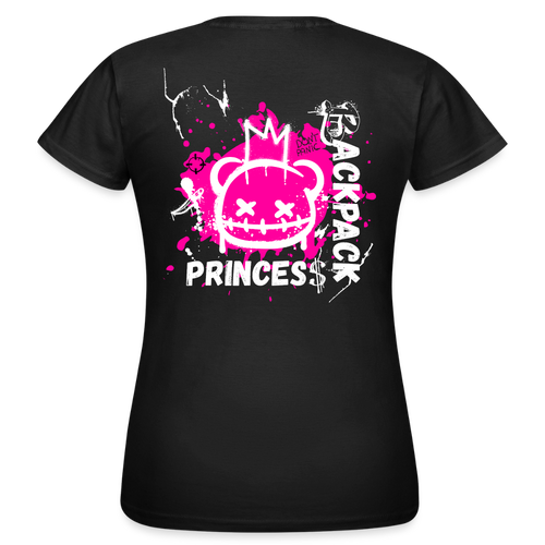 KERNSCHROTT Damen T-Shirt „BACKPACK PRINCESS“ – Taillierter Fit - black