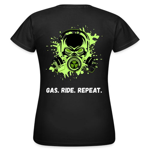 KERNSCHROTT Damen T-Shirt „GAS. RIDE. REPEAT.“ GRÜN – Taillierter Fit - black