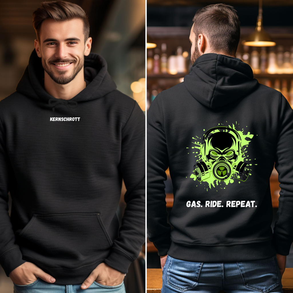KERNSCHROTT Unisex Hoodie „RIDE FAST. LIVE FREE. DIE LAST.“ Grün – Schwarz