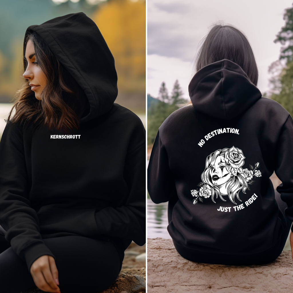 KERNSCHROTT Unisex Hoodie „No Destination. Just The Ride.“ – Schwarz