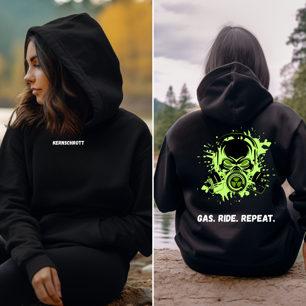 KERNSCHROTT Unisex Hoodie „RIDE FAST. LIVE FREE. DIE LAST.“ Grün – Schwarz