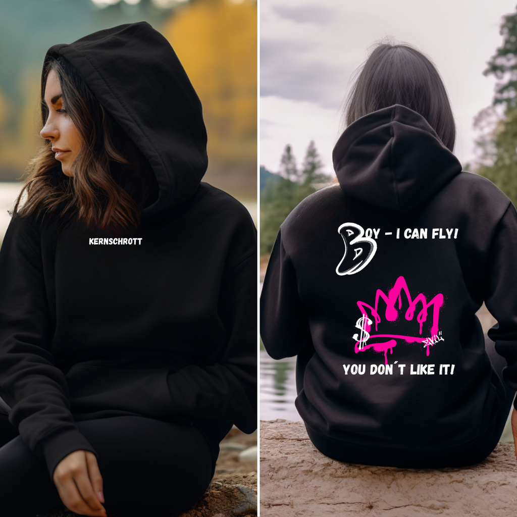 KERNSCHROTT Unisex Hoodie „BOY - I CAN FLY“ – Schwarz