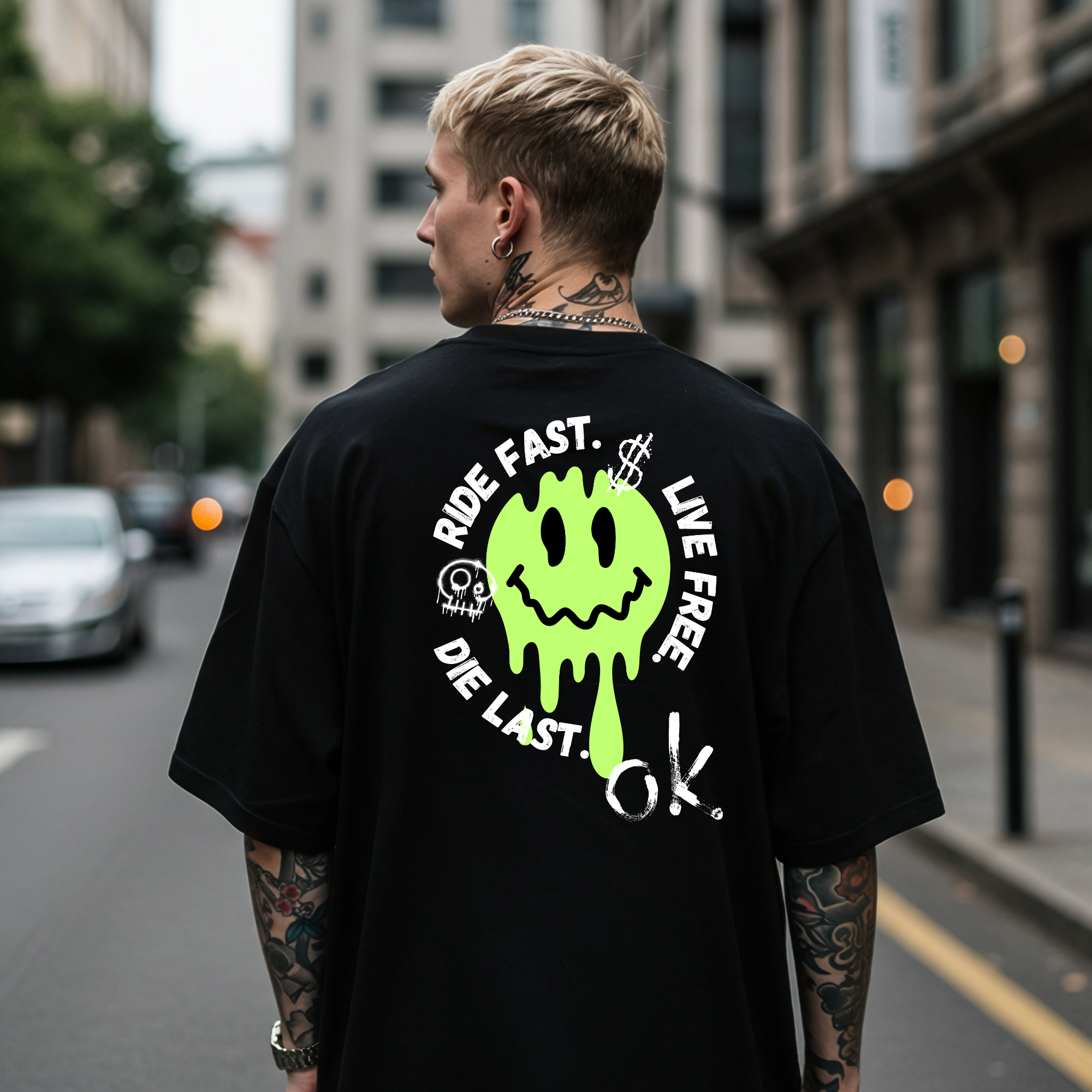 KERNSCHROTT Oversize T-Shirt „RIDE FAST.“ – Schwarz