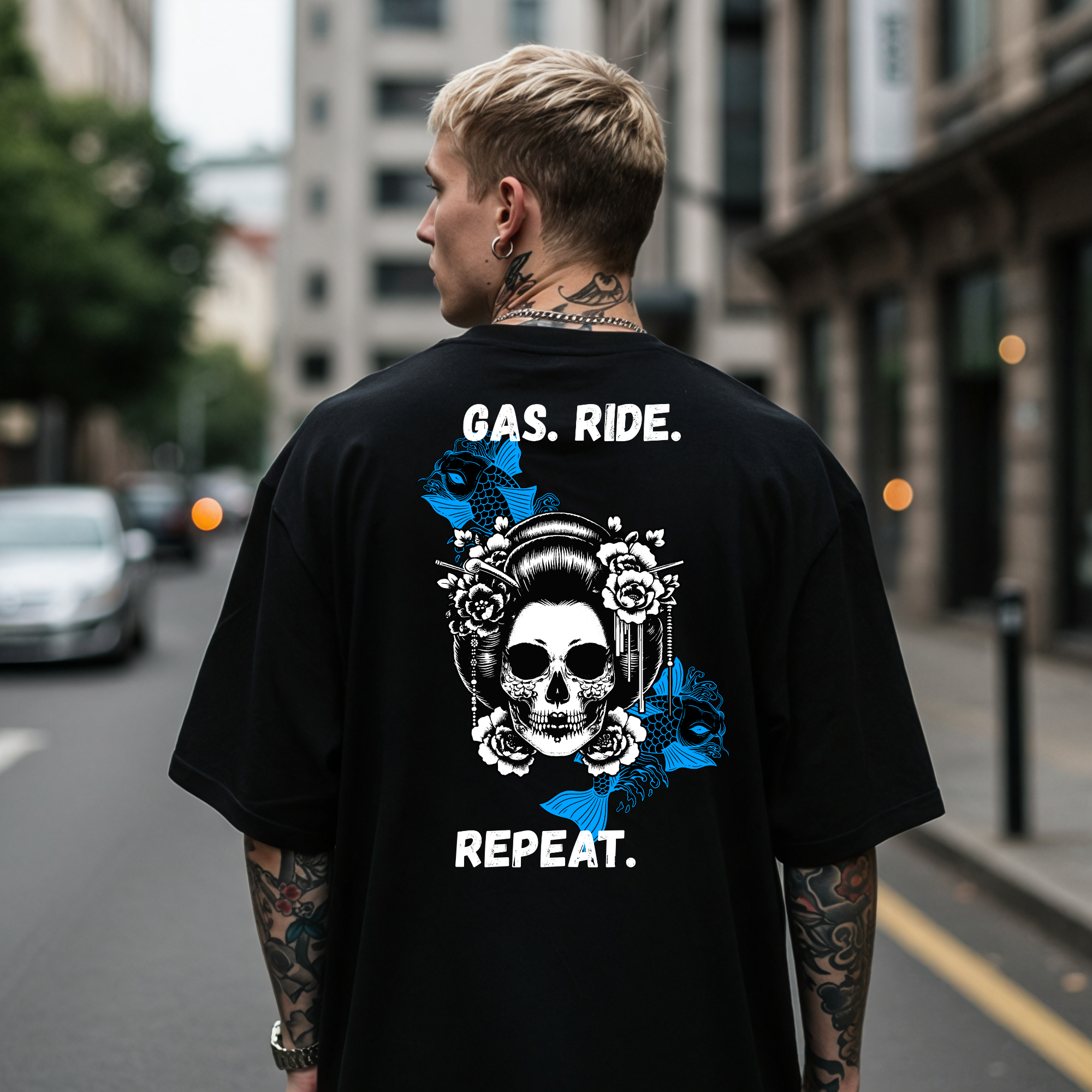 KERNSCHROTT Oversize T-Shirt „GAS. RIDE. REPEAT.“ – Schwarz