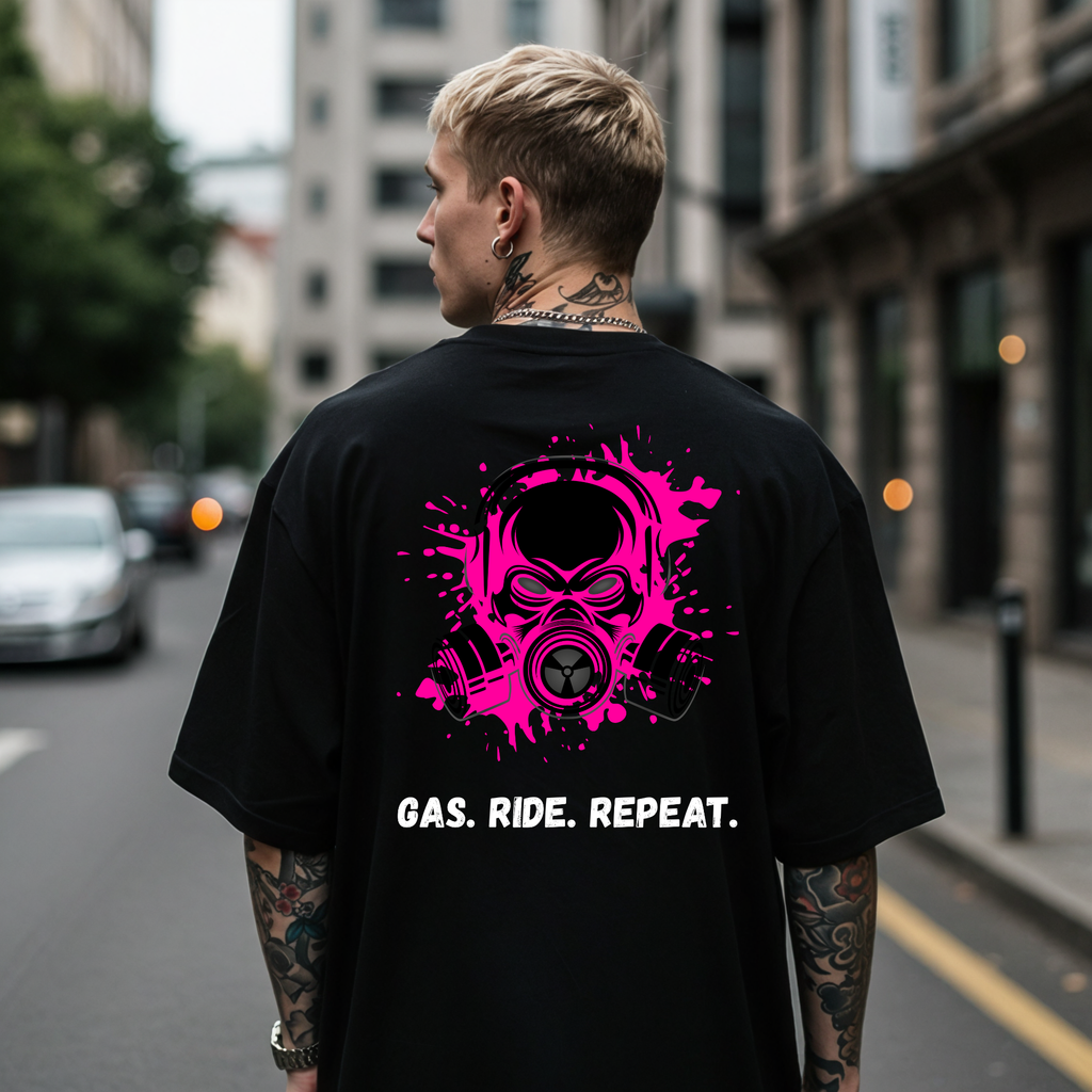 KERNSCHROTT Oversize T-Shirt „GAS. RIDE. REPEAT.“ – Schwarz