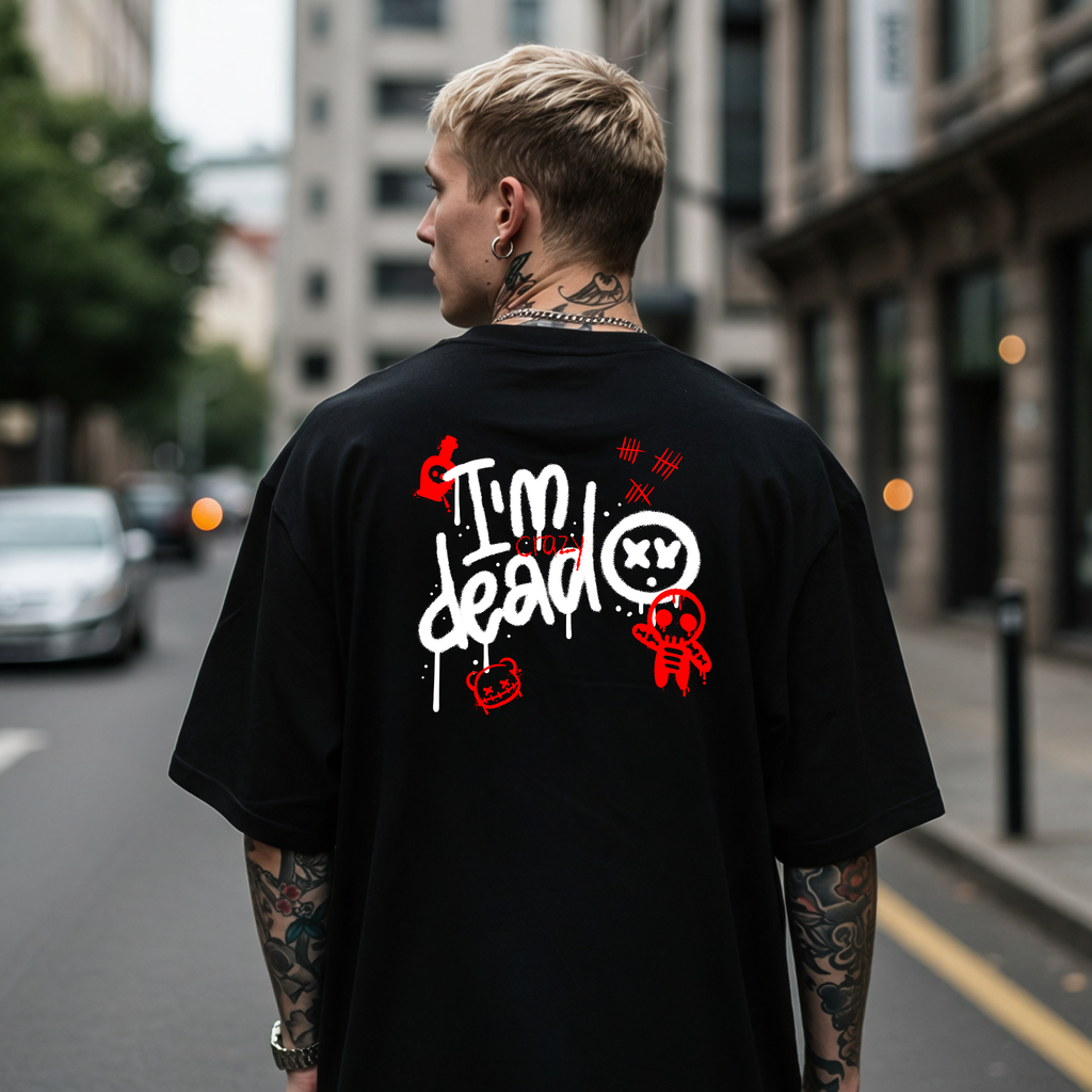 KERNSCHROTT Oversize T-Shirt „CRAZY“ – Schwarz