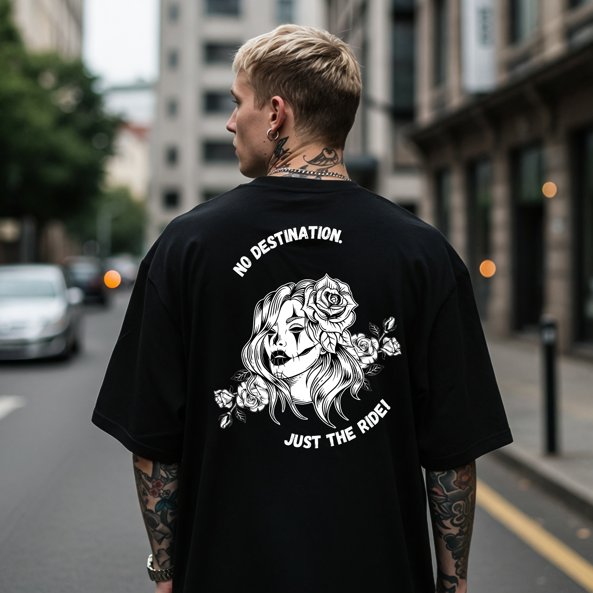 KERNSCHROTT Oversize T-Shirt „No Destination. Just The Ride.“ – Schwarz