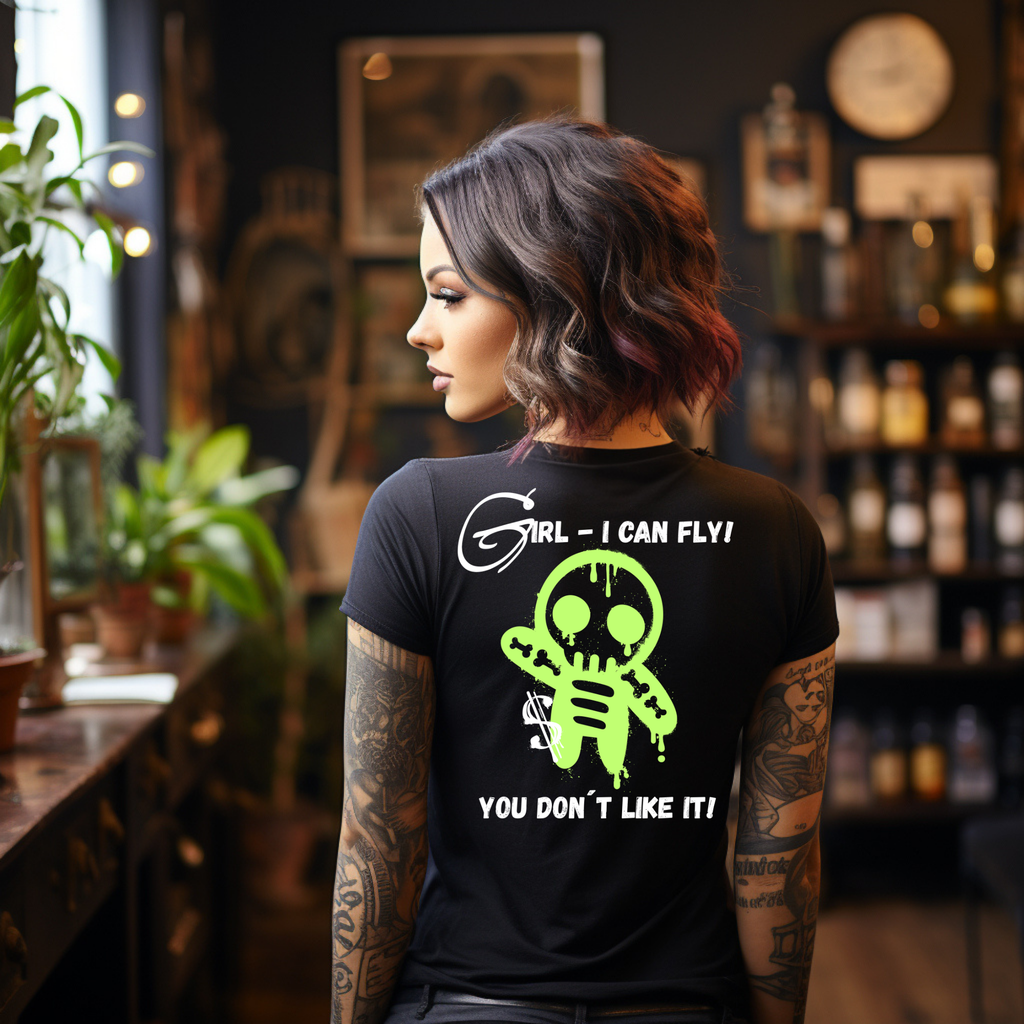 KERNSCHROTT Damen T-Shirt „GIRL - I CAN FLY“ – Taillierter Fit