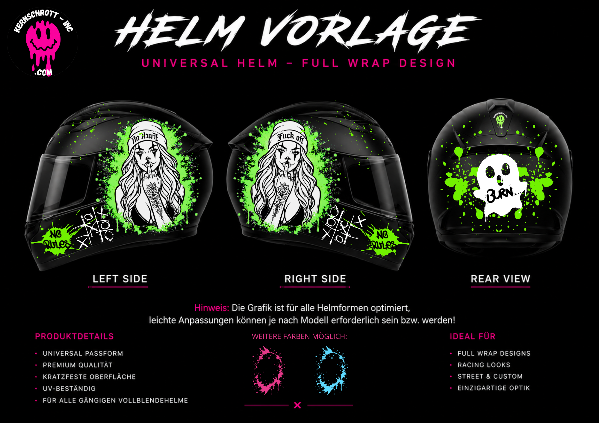 KERNSCHROTT Premium Full Wrap Kit 🚀 HARLEKIN GIRL - 3 Farben wählbar